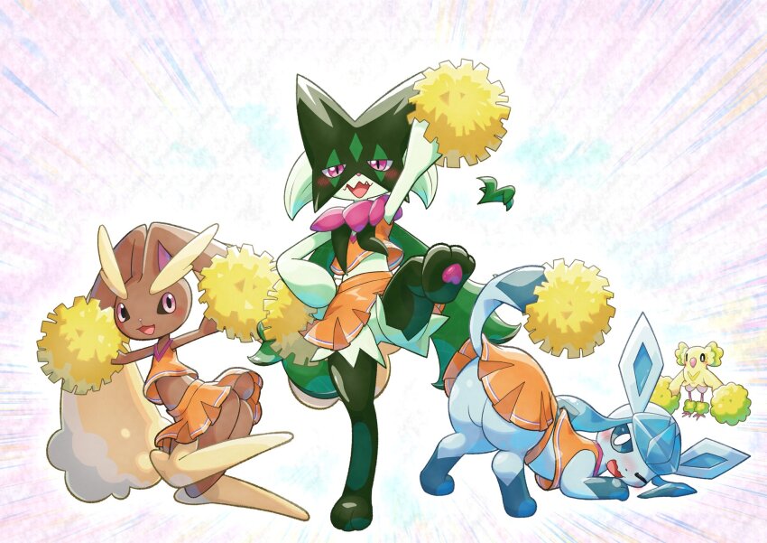 4girls, animal_ear_fluff, animal_ears, animal_hands, animal_nose, ass, ass_focus, beak