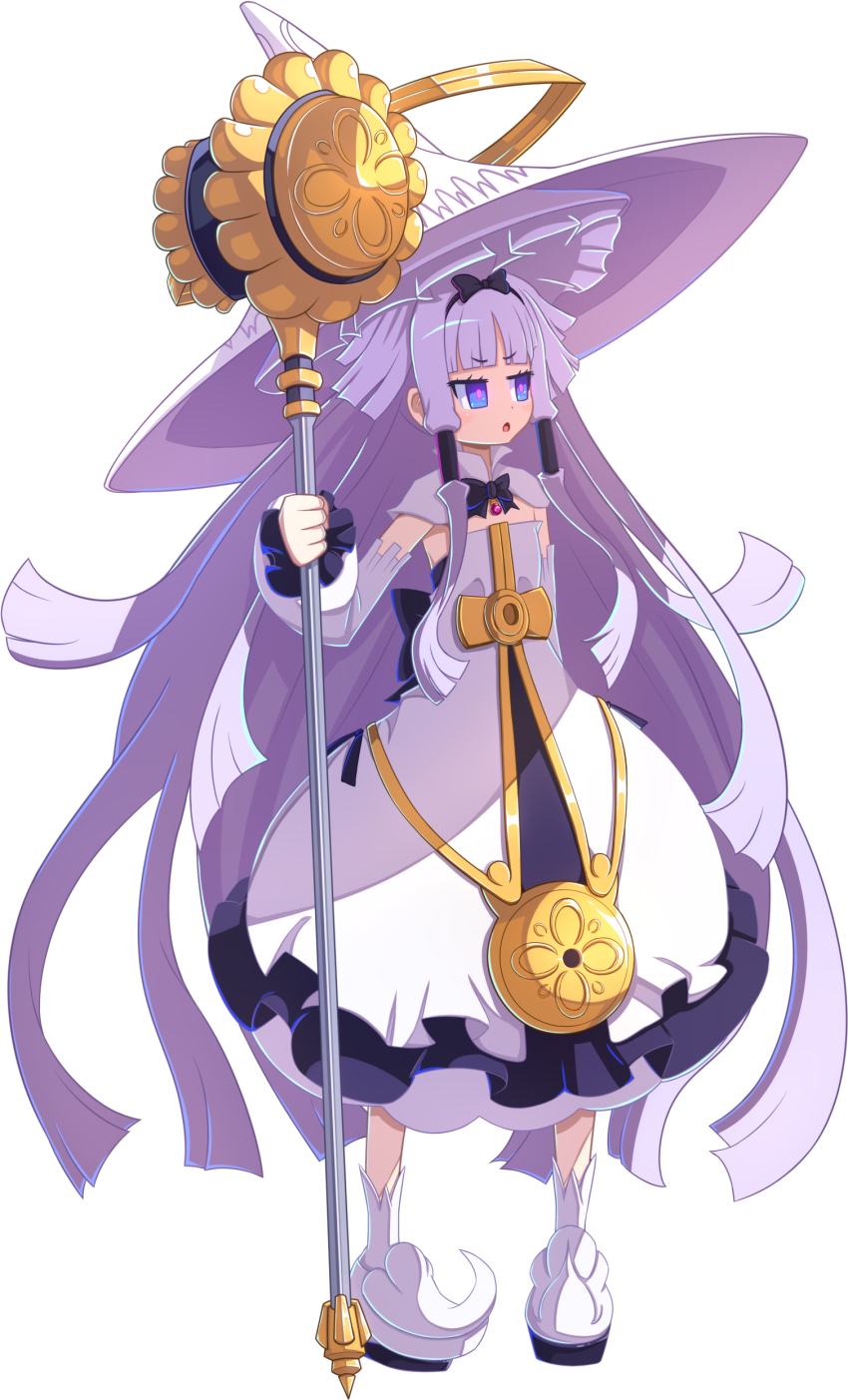 1girl, absurdres, black_bow, black_ribbon, blue_eyes, bow, breasts, capelet