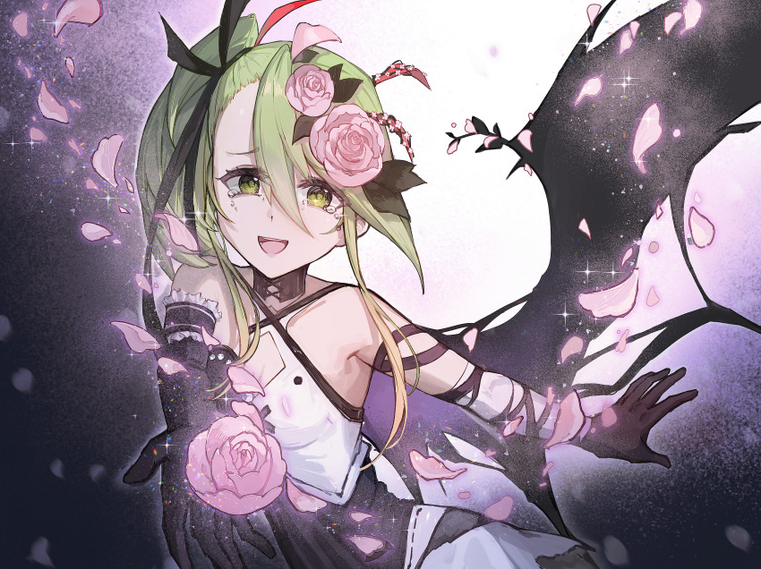 1girl, bare_shoulders, breasts, chinese_commentary, commentary_request, deathpolca, demons_roots, dress