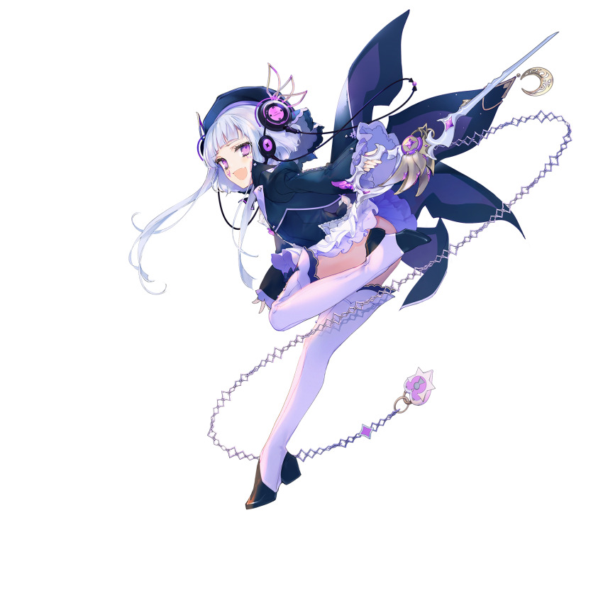 1girl, arcaea, beret, black_bow, black_cape, black_hat, black_ribbon, black_shirt