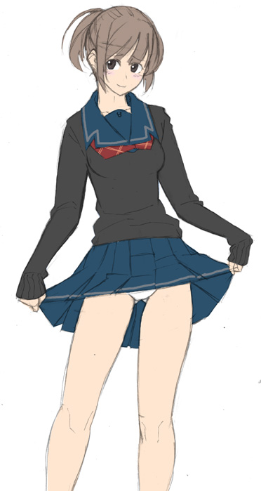 1girl, araki_yuuya, clothes_lift, female_focus, kimi_kiss, panties, pantyshot, sakino_asuka