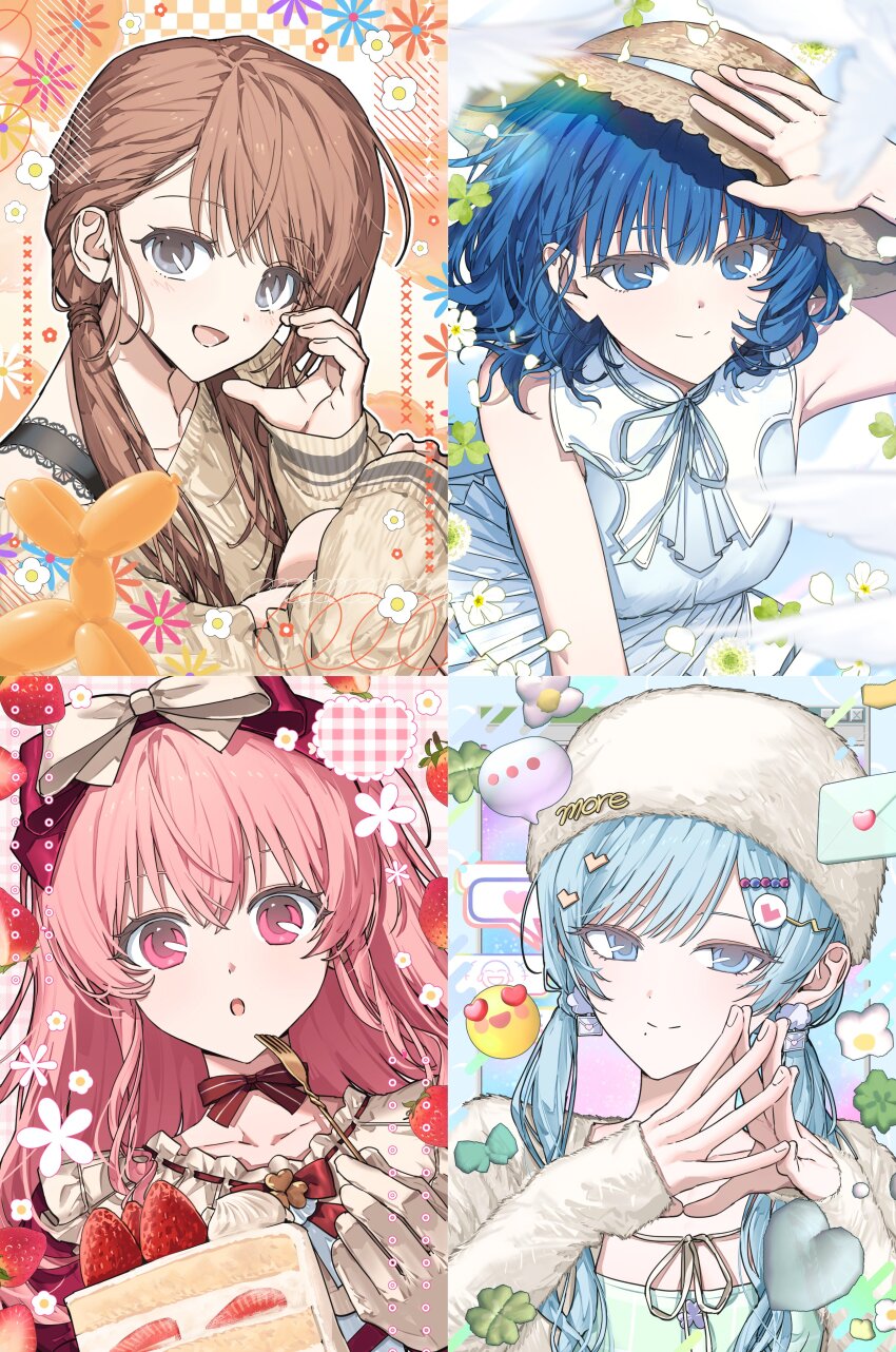 ..., 4girls, :d, :o, absurdres, animal_balloon, arm_up, balloon