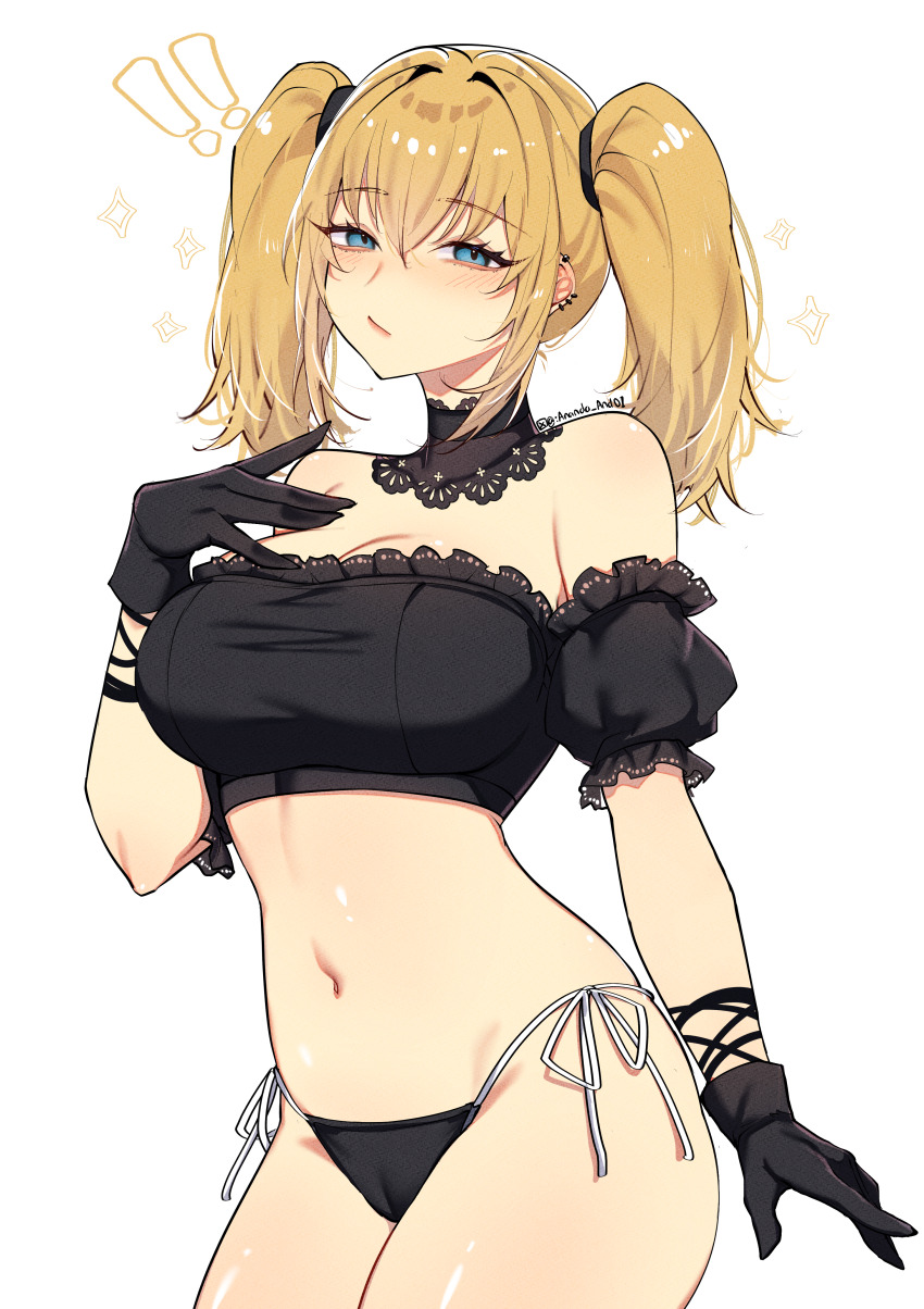 !, !!, 1girl, absurdres, anandaname, ani_(xai), bare_shoulders, bikini