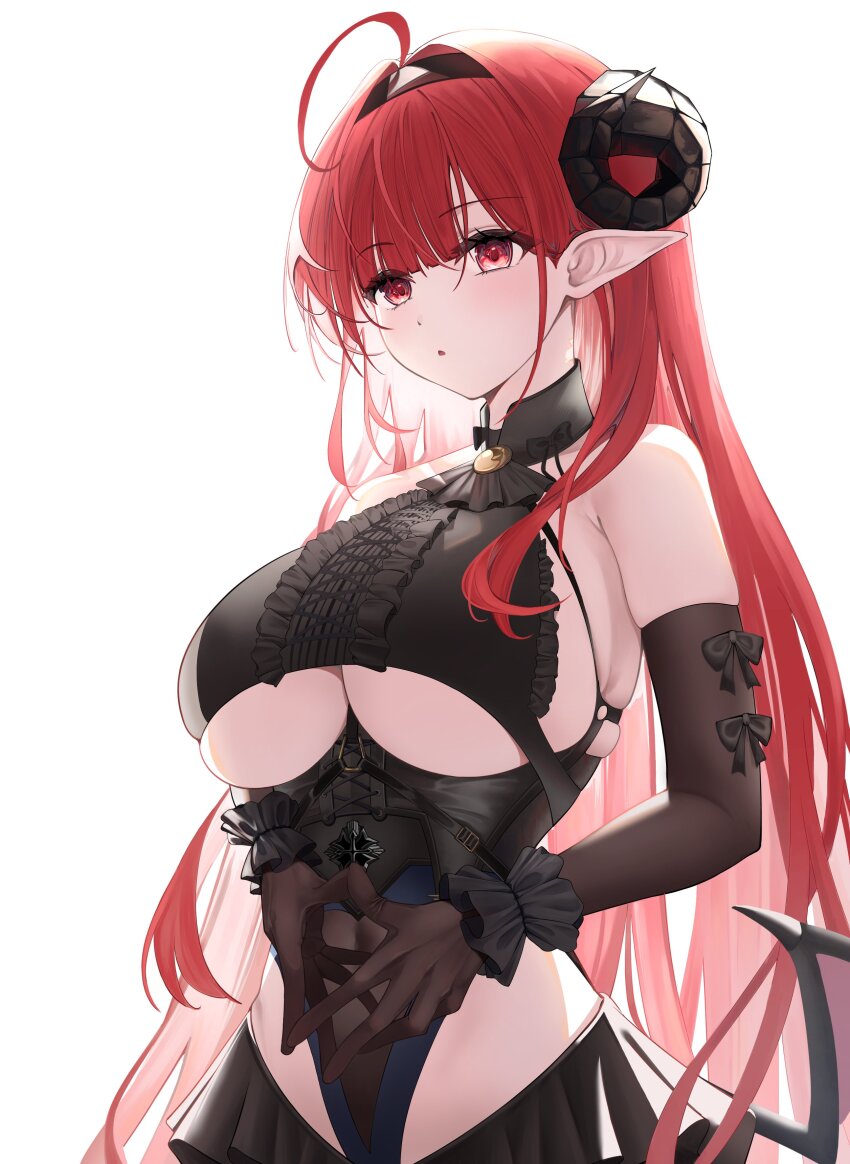 1girl, absurdres, ahoge, azipou, azur_lane, bare_shoulders, black_hair, black_horns