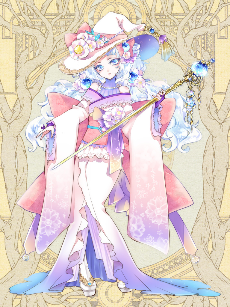 1girl, amelie_helville, blue_eyes, bow, dairoku_ryouhei, flower, full_body, hair_bow