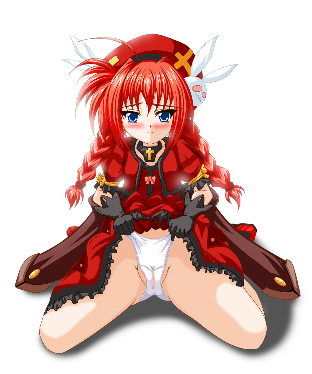 00s, 1girl, adjusting_clothes, adjusting_panties, blue_eyes, cameltoe, clothes_lift, dress