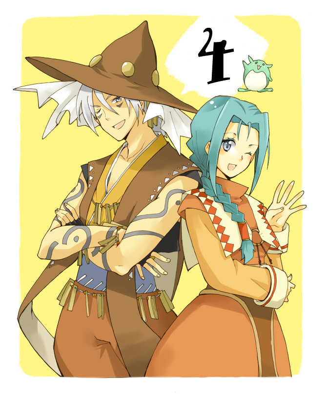 :d, bad_id, bad_pixiv_id, blue_eyes, braid, dress, green_hair, grey_eyes