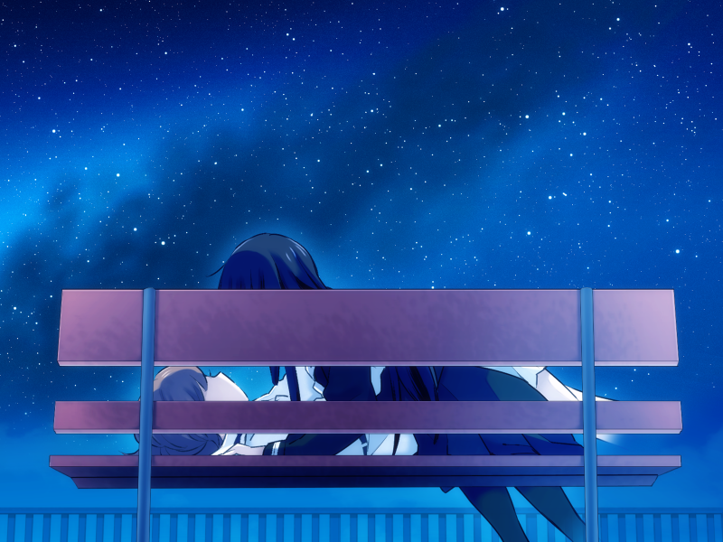 2girls, black_hair, black_shirt, black_skirt, black_socks, brown_hair, enoki_sachi, game_cg