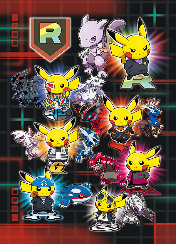 :<, :3, archie_(pokemon), archie_(pokemon)_(cosplay), arms_behind_back, artist_request, asymmetrical_eyewear, bandana