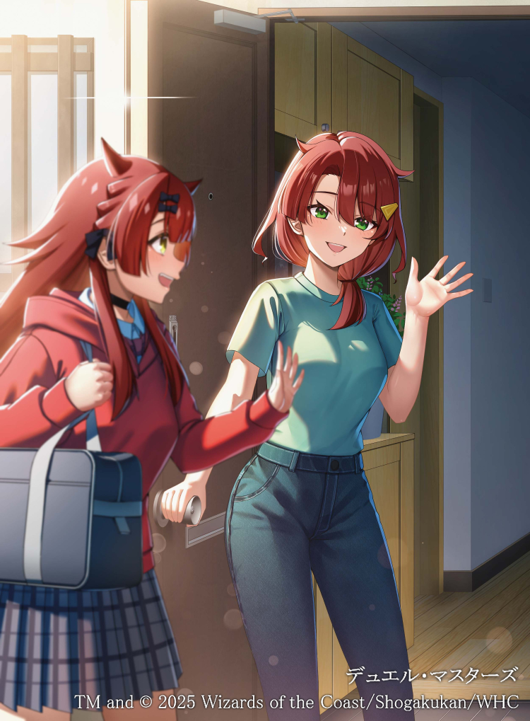 2girls, aqua_shirt, bag, black_bow, black_bowtie, black_choker, bow, bowtie