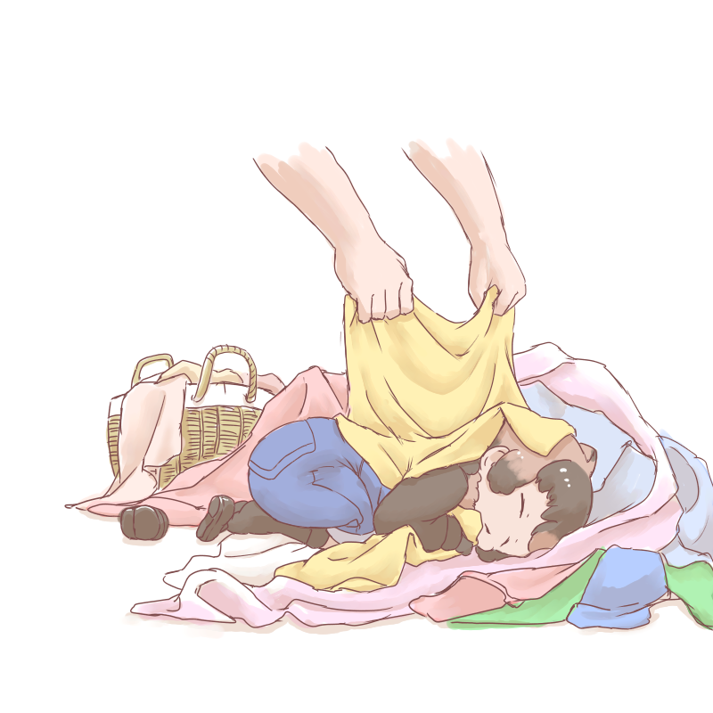 1girl, aged_down, animal_ears, black_hair, brown_hair, brown_shoes, brown_socks, brown_sweater