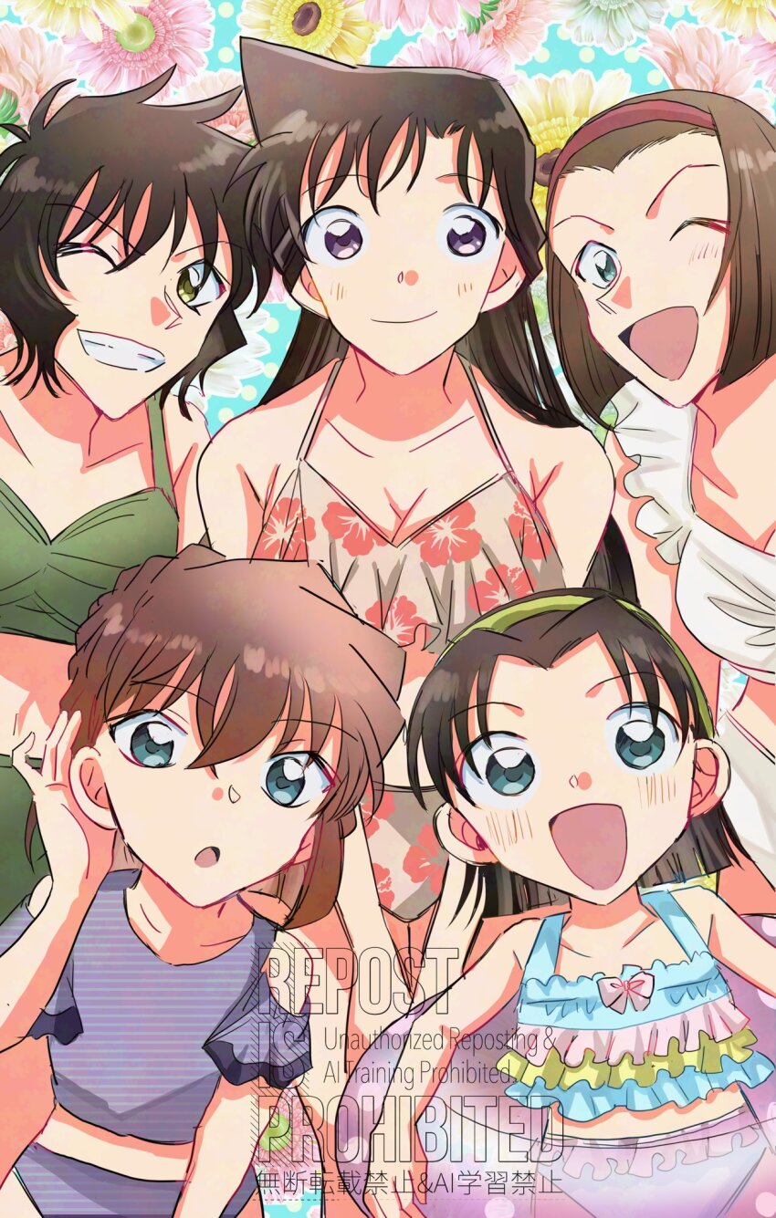 5girls, beeemaru02, black_hair, blue_eyes, blush, breasts, brown_hair, child