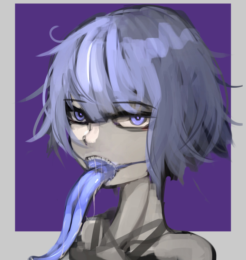 1girl, ander_horlo, highres, interspecies, long_tongue, monster_girl, original, short_hair