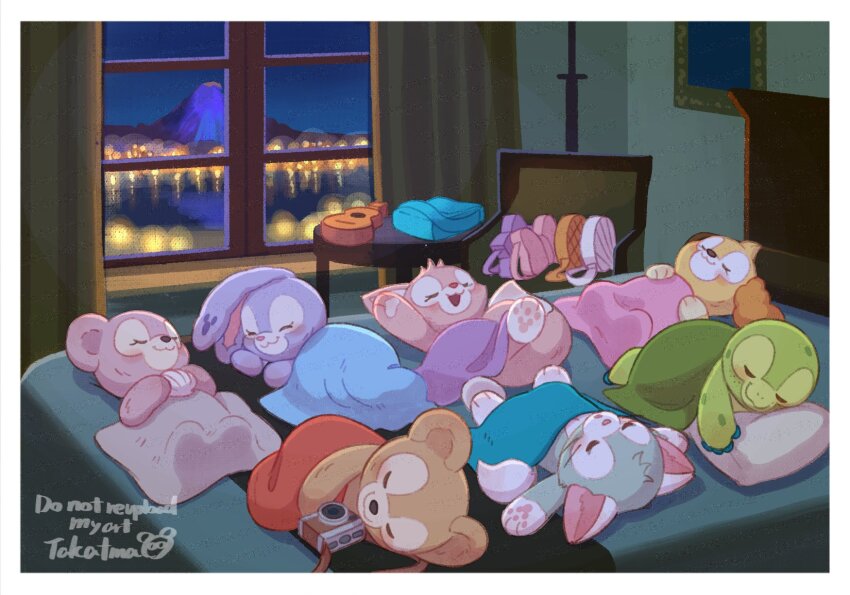 3boys, 4girls, animal_ear_hairband, animal_ears, bear_boy, bear_ear_hairband, bear_ears, cookieann