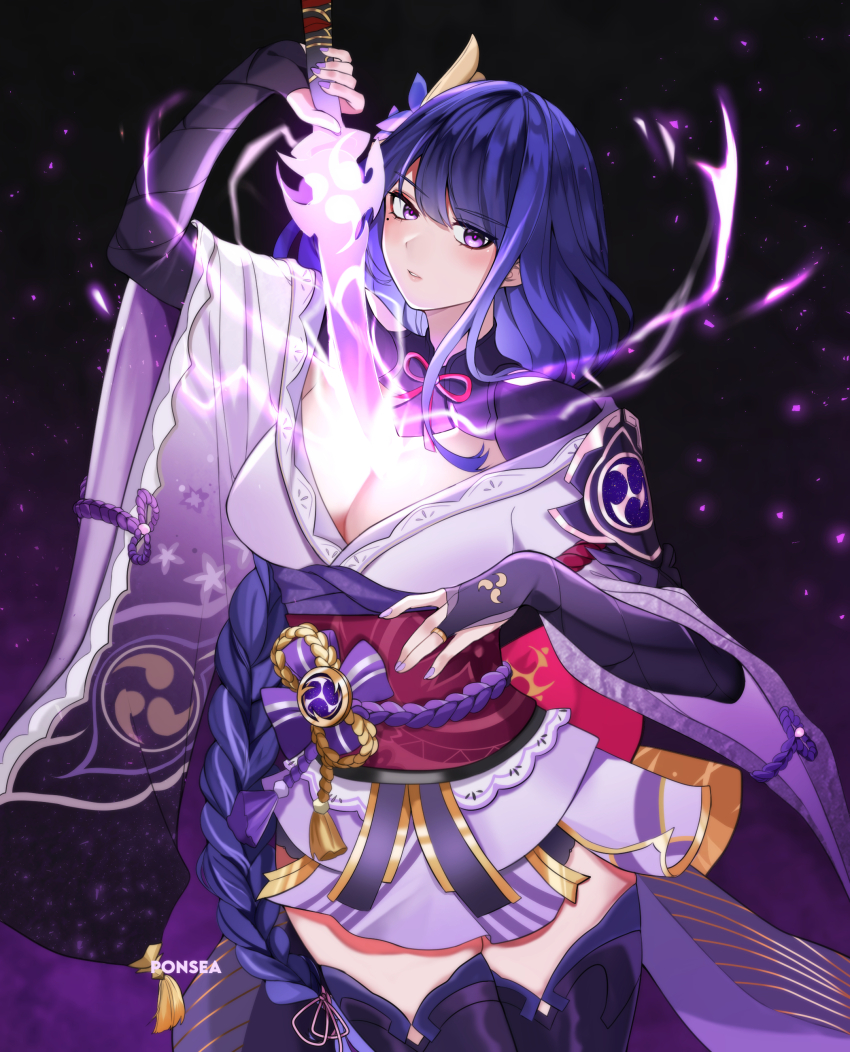 1girl, \||/, absurdres, armor, black_background, blue_hair, breasts, bridal_gauntlets