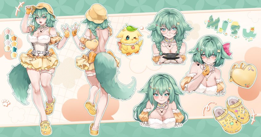 >_o, 1girl, absurdres, arm_garter, backless_outfit, bow, braid, breasts