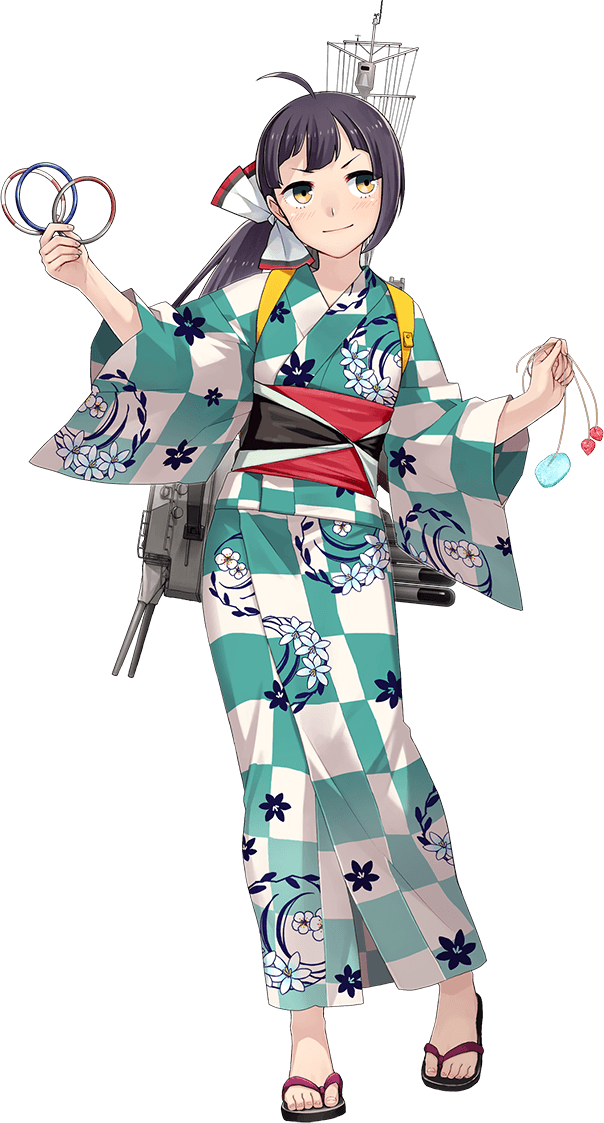 1girl, adapted_turret, ahoge, black_hair, checkered_clothes, checkered_kimono, commentary_request, cut_bangs