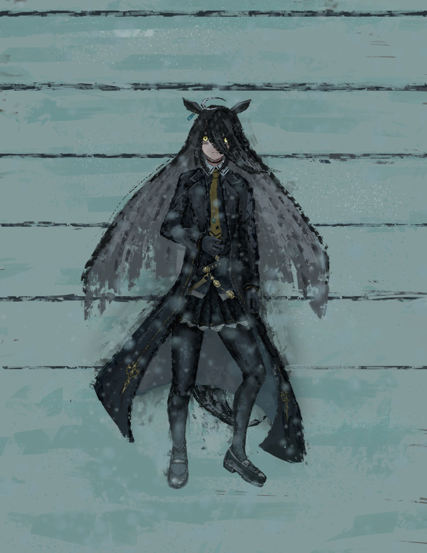 1girl, absurdres, ahoge, animal_ears, belt, black_belt, black_choker, black_gloves