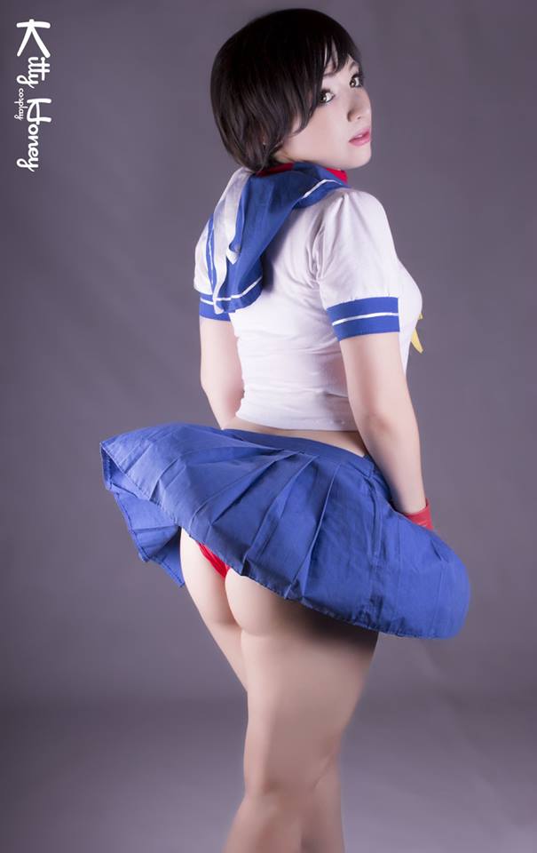 1girl, argentine_(nationality), artist_name, ass, blue_sailor_collar, blue_skirt, brown_eyes, brown_hair