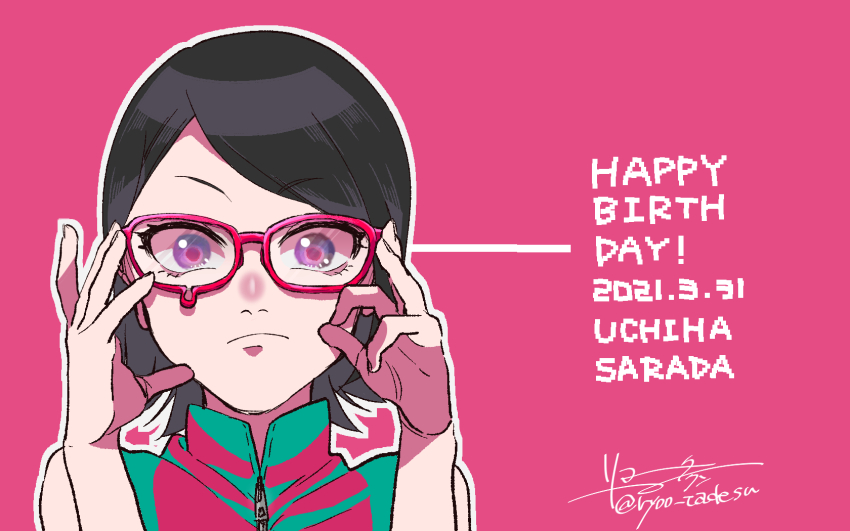 1girl, asukachan_to_ryotakun, bare_shoulders, black_hair, boruto:_naruto_next_generations, character_name, closed_mouth, dated