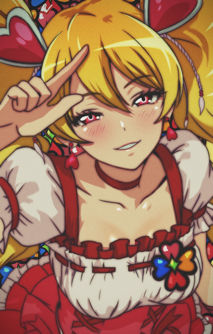 1girl, absurdres, blonde_hair, breasts, cure_peach, fresh_precure!, highres, large_breasts