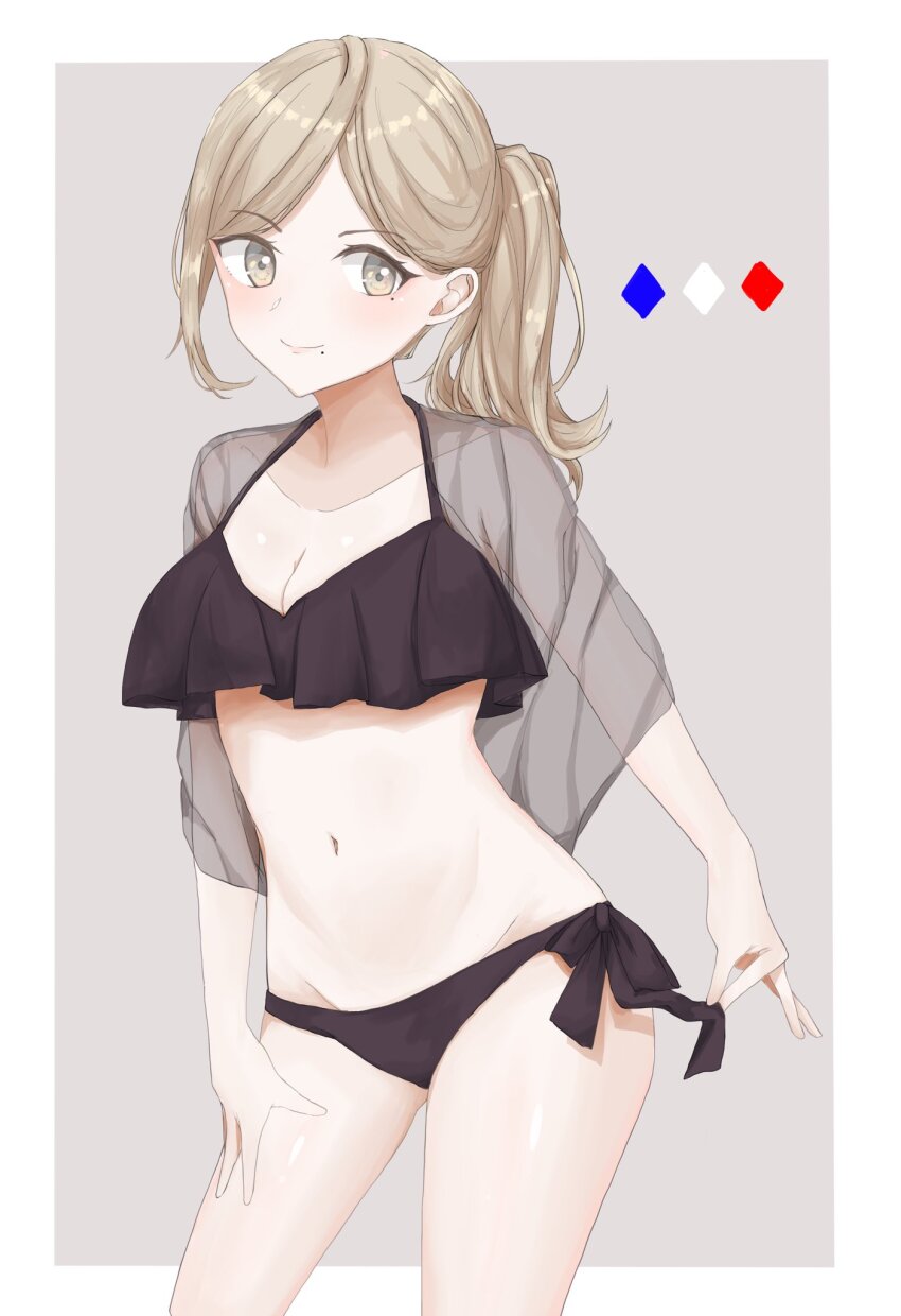 1girl, bikini, breasts, cleavage, groin, highres, kantai_collection, namakarashi