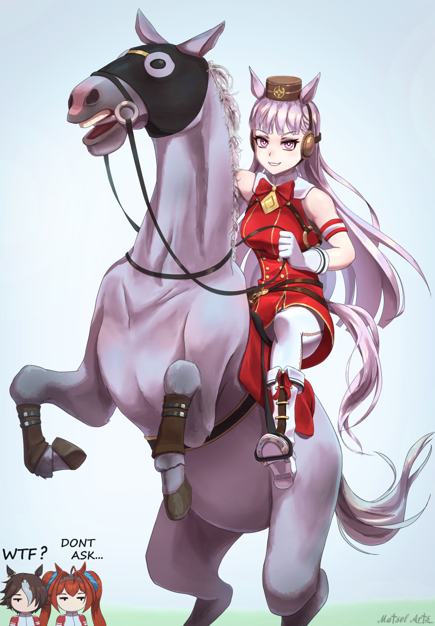 1other, 3girls, absurdres, ahoge, animal_ears, antenna_hair, artist_name, artistic_error