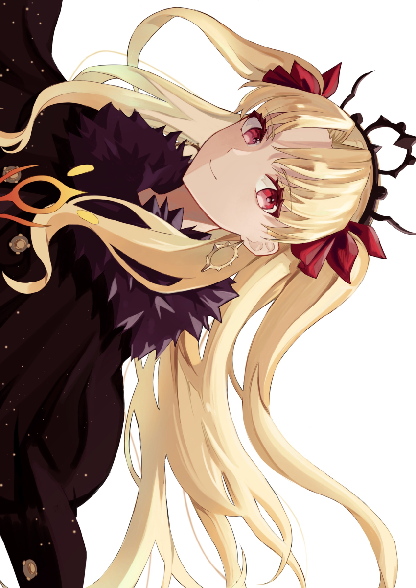1girl, absurdres, black_cape, black_dress, black_tiara, blonde_hair, buttons, cape