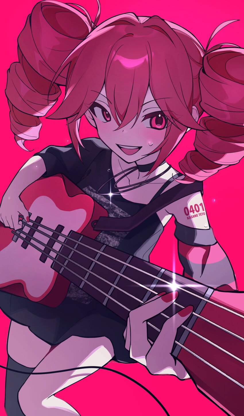 1girl, absurdres, black_dress, black_thighhighs, cable, collarbone, commentary, crossed_bangs