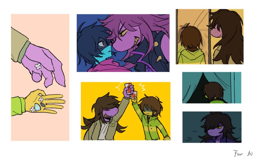 1girl, 1other, androgynous, bare_shoulders, black_coat, black_eyes, black_hair, blue_eyes