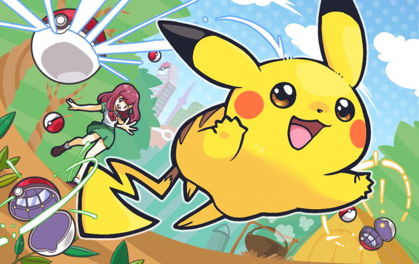 :3, blue_sky, bow, brown_eyes, brown_hair, brown_shoes, cloud, cooking_pot