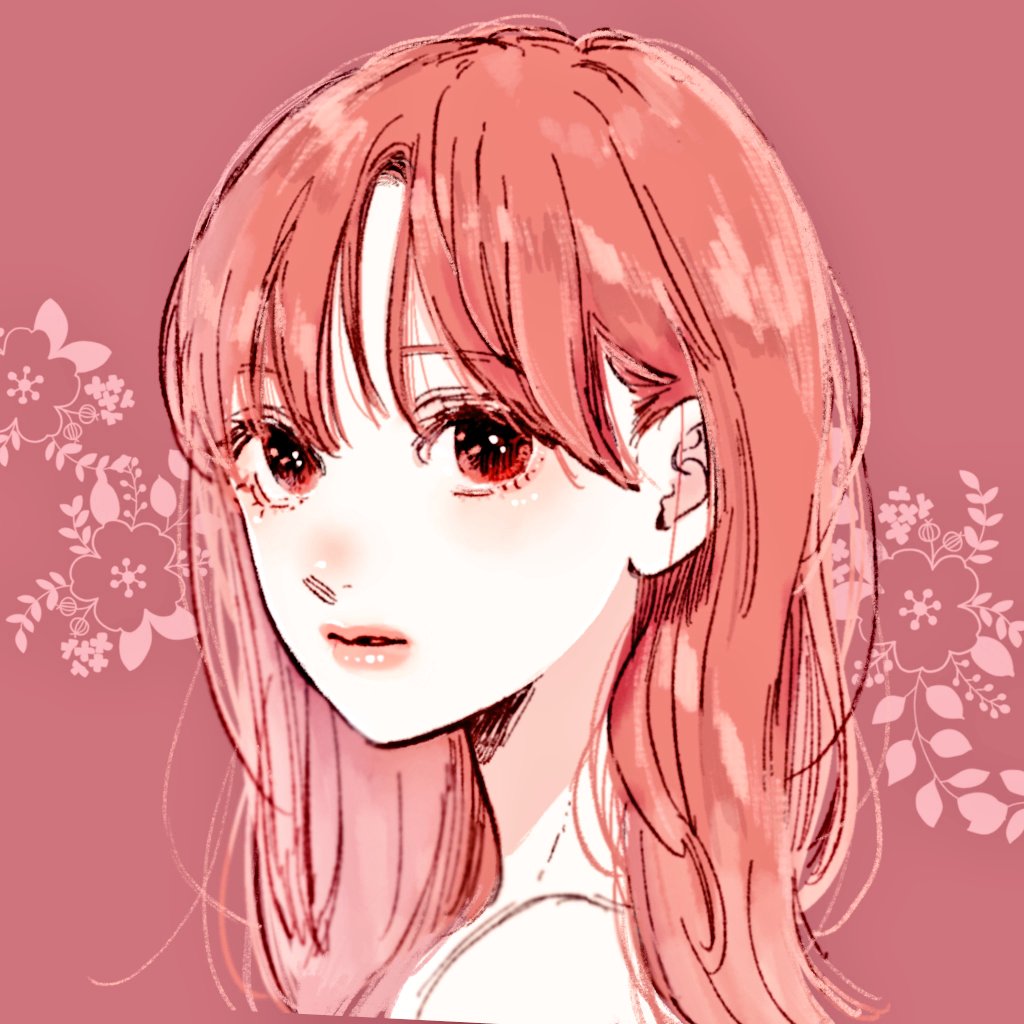 1girl, blush, closed_mouth, commentary_request, floral_background, from_side, itose_yuki, long_hair