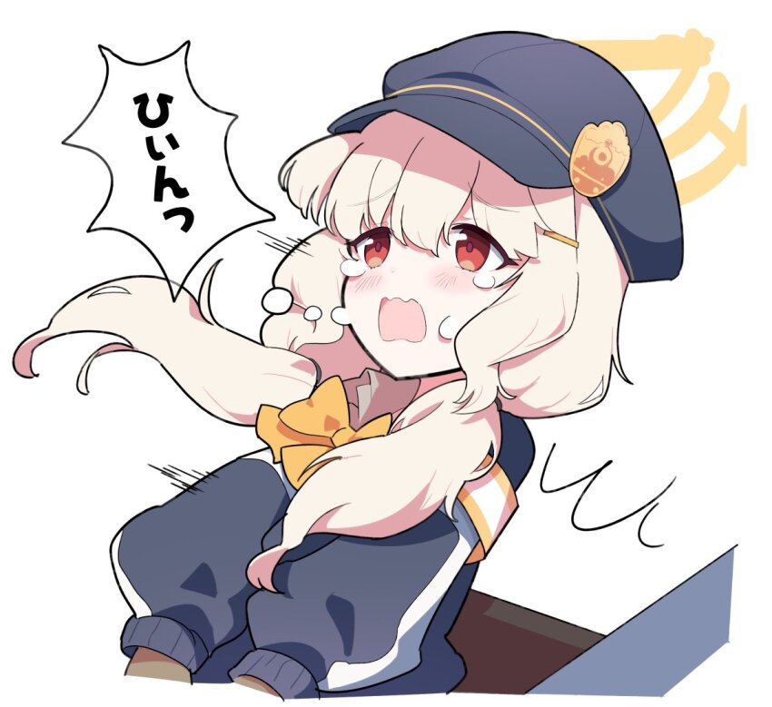 1girl, akimaru_m, aoba_(blue_archive), armband, black_hat, blonde_hair, blue_archive, bow