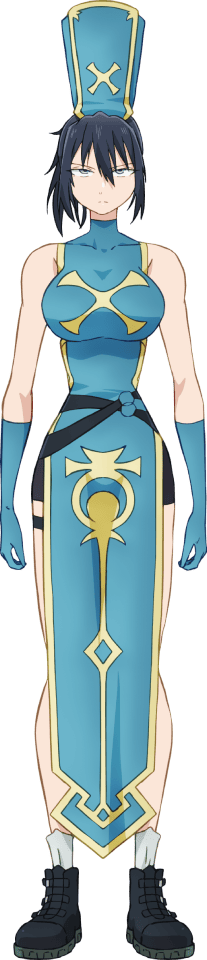 1girl, anemone_(kizetsu_yuusha), anime_coloring, bare_shoulders, belt, black_boots, black_hair, blue_eyes