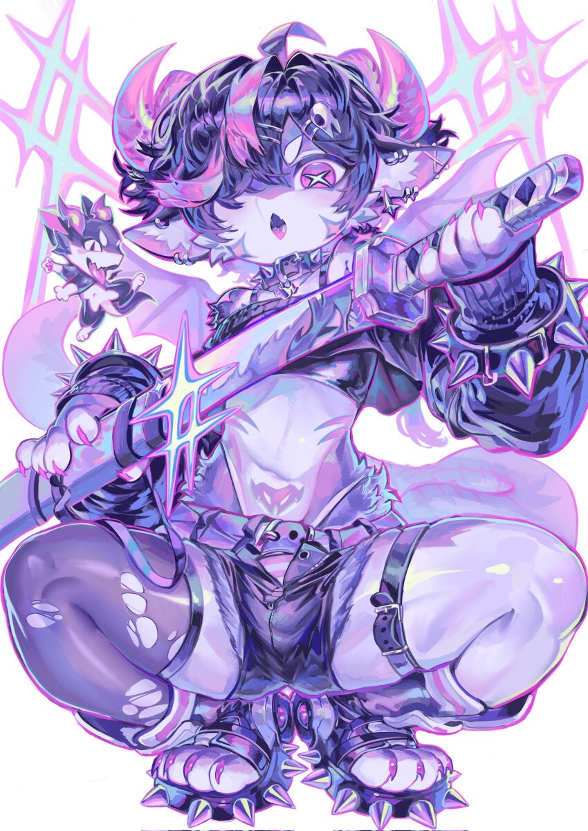 1boy, 1girl, absurdres, ahoge, animal_ears, black_hair, black_sandals, black_shorts