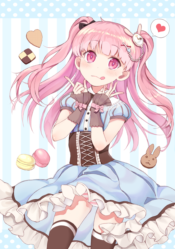 1girl, :q, artemis_(harunoibuki), bad_id, bad_pixiv_id, black_thighhighs, blush, cookie