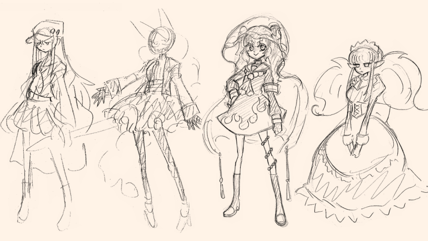 akujiki-san_no_gohan, animal_ears, ankle_boots, apron, armband, back_bow, badge, beads