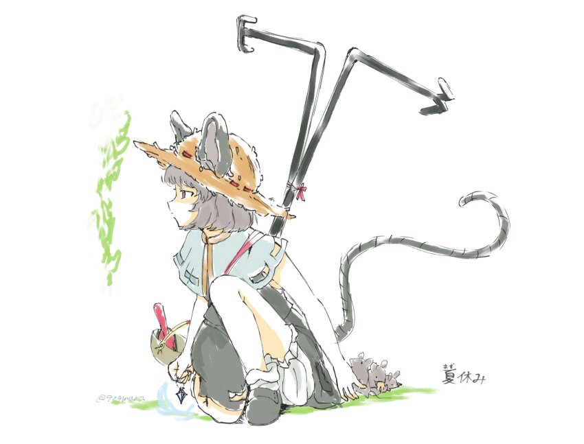 929mura, animal_ears, grey_hair, hat, highres, mouse_(animal), mouse_ears, mouse_girl