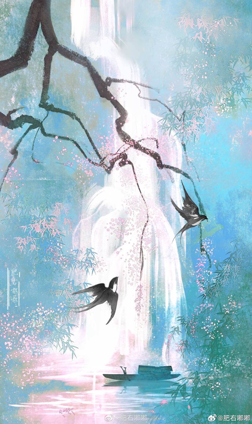 absurdres, animal, bird, boat, bush, chinese_commentary, commentary_request, fei_you_dudu