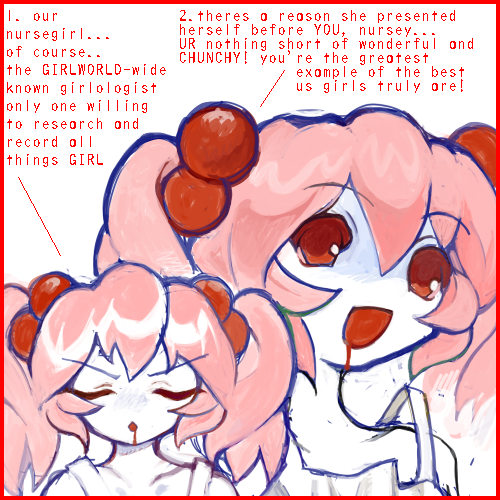 1girl, 8eyes, blood, blood_from_mouth, colored_sclera, deformed, english_text, hair_bobbles