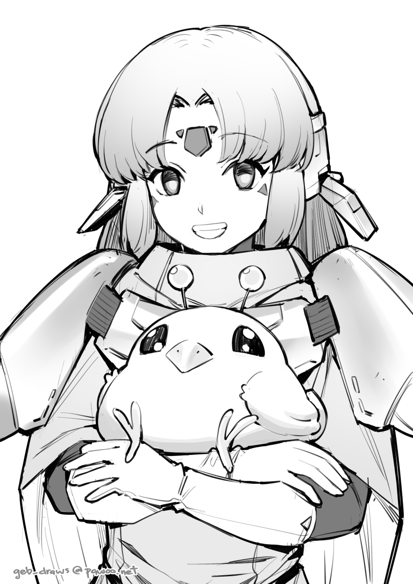 1girl, :d, android, animal, animal_feet, armor, artist_name, beak