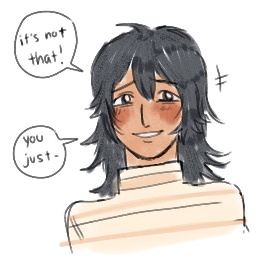 1girl, 2024, anya_(mouthwashing), black_hair, blush, comic, davriann, english_text