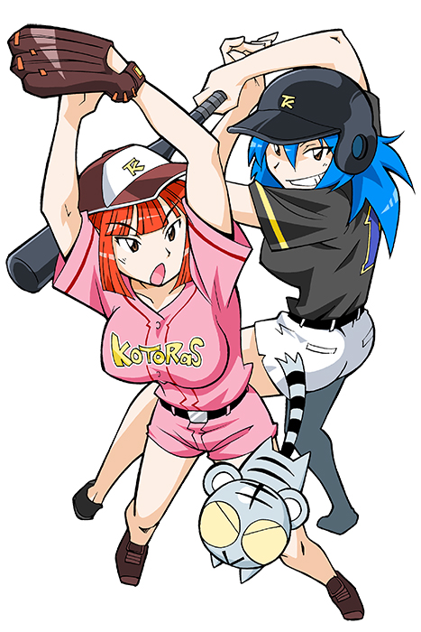 amu_ru, aqua_hair, bare_legs, baseball, baseball_bat, baseball_cap, baseball_glove, baseball_helmet