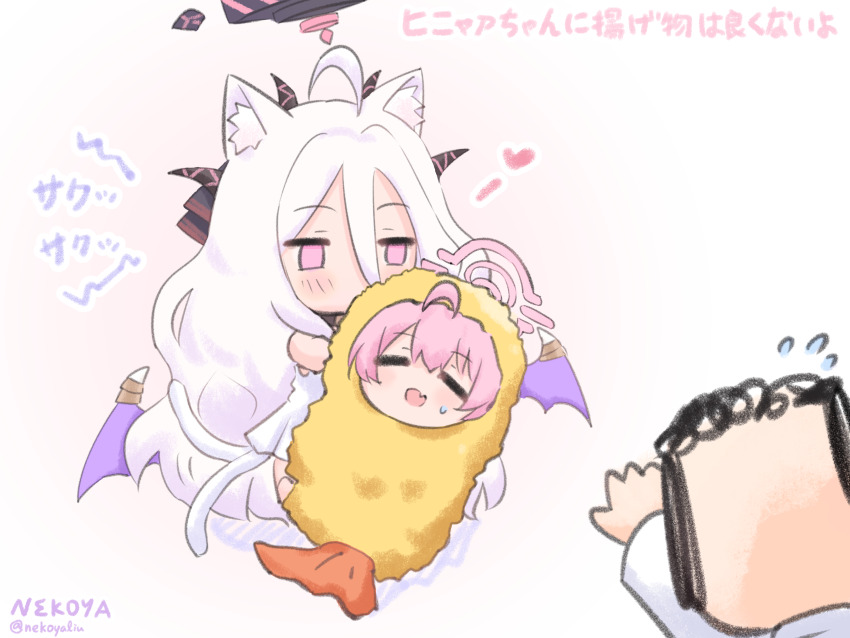 1boy, 2girls, absurdres, ahoge, animal_ears, blue_archive, cat_ears, cat_tail