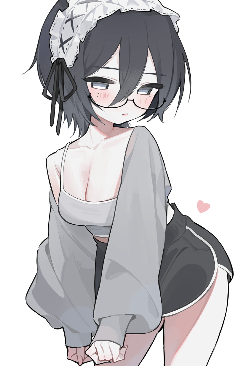 1girl, absurdres, black_hair, breasts, cardigan, cleavage, closed_mouth, collarbone