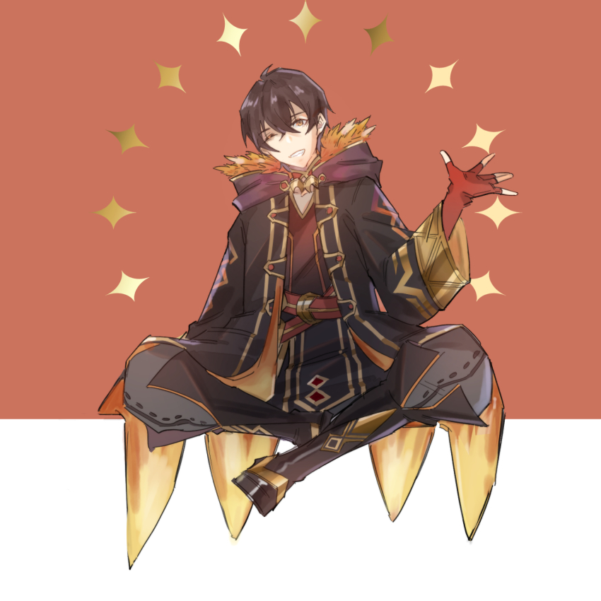 1boy, black_boots, black_hair, black_robe, boots, crossed_bangs, fingerless_gloves, fire_emblem