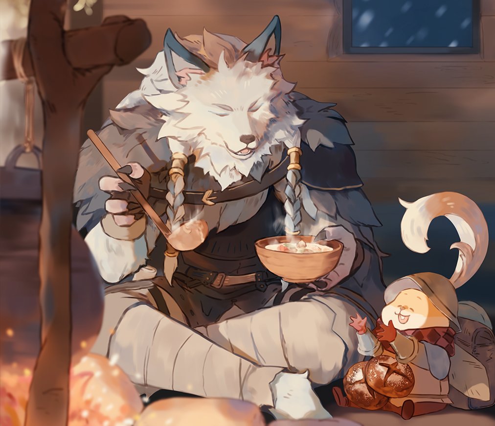 2boys, :d, ^_^, afk_(series), afk_journey, animal_ear_fluff, animal_ears, argyle_clothes