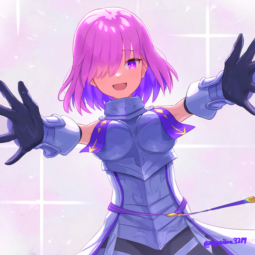 1girl, anniversary, arm_armor, artist_name, bare_shoulders, black_gloves, black_pants, border