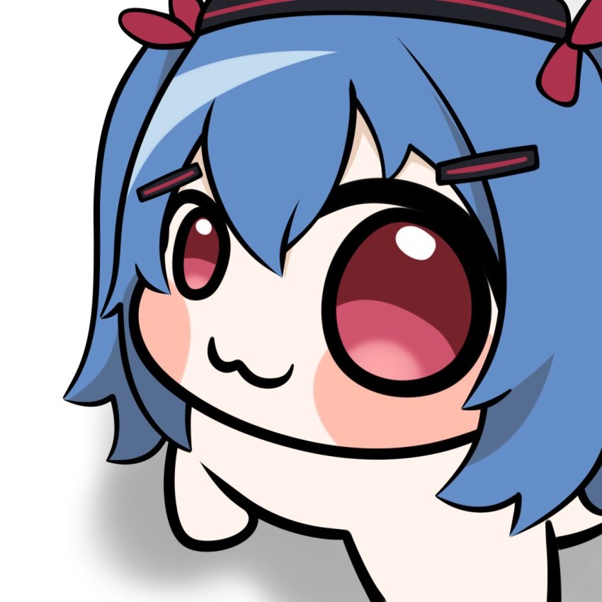 1girl, :3, blue_hair, blush, closed_mouth, colphne_(girls'_frontline_2), commentary, doro_(nikke)