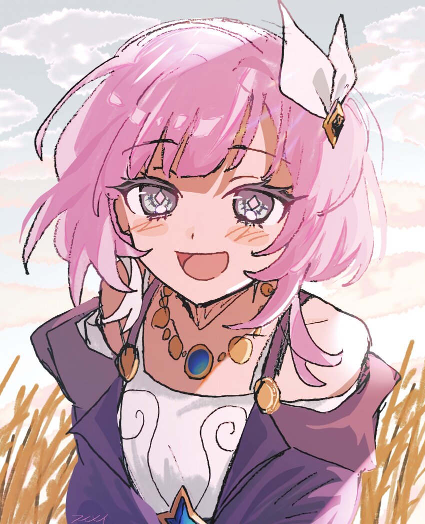 1girl, absurdres, bare_shoulders, blue_eyes, blue_sky, breasts, coat, commentary_request